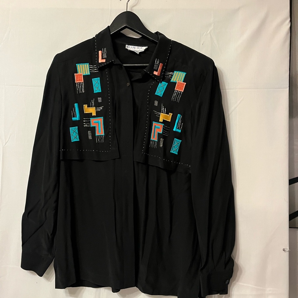 Black Embroidered Women's Blouse
